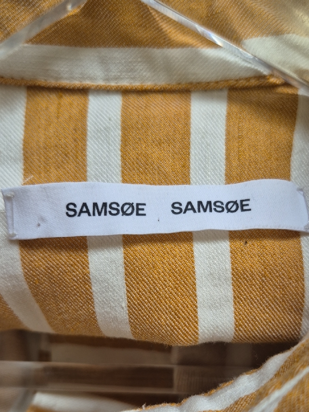 Samsoe Samsoe Amara Belted Shirt Dress Size L, Honey Stripe Linen Blend Vacation - Picture 12 of 15